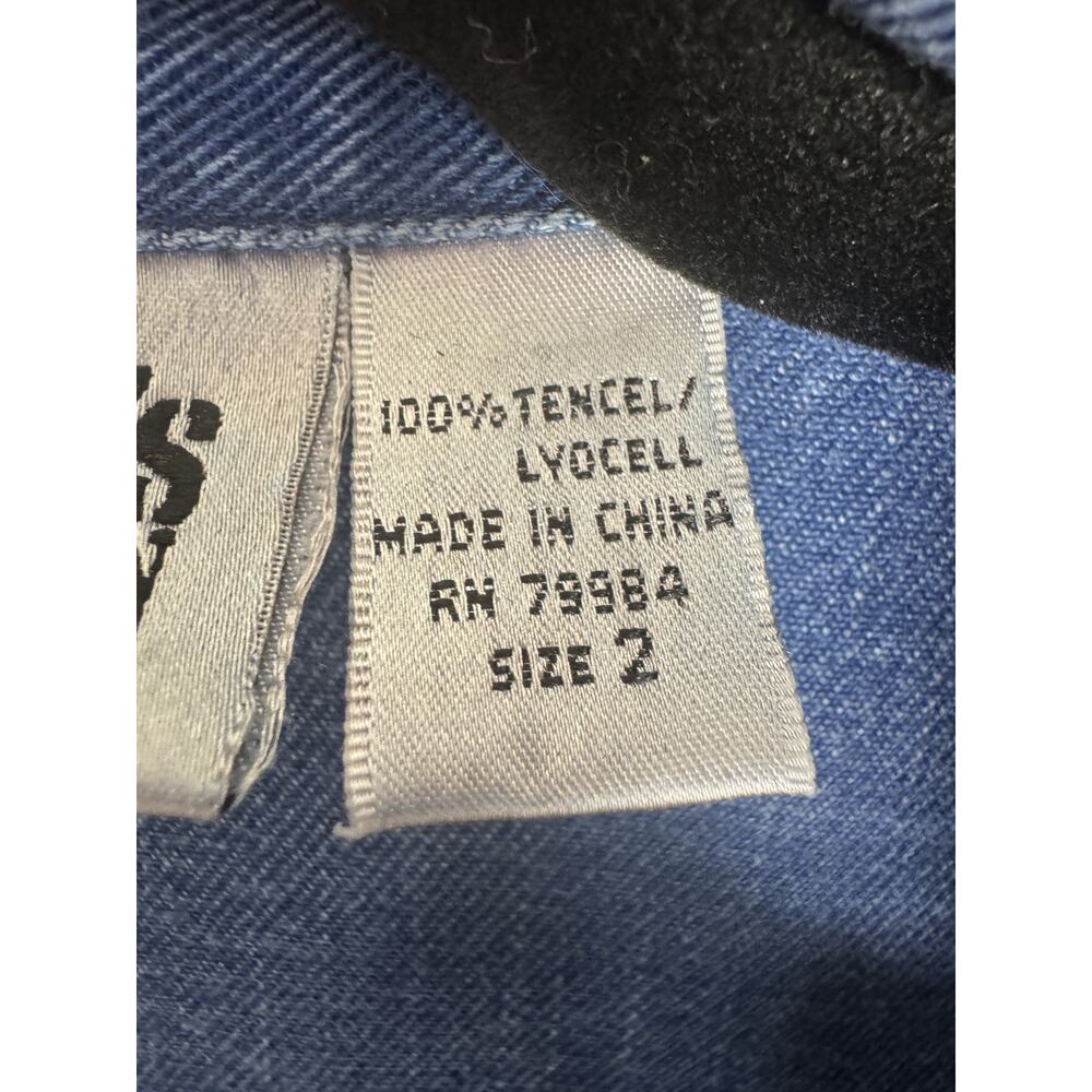 Chico's Design Womens Snap Up Long Sleeve Blue Denim Jeans Jacket Size 2 - Picture 9 of 9